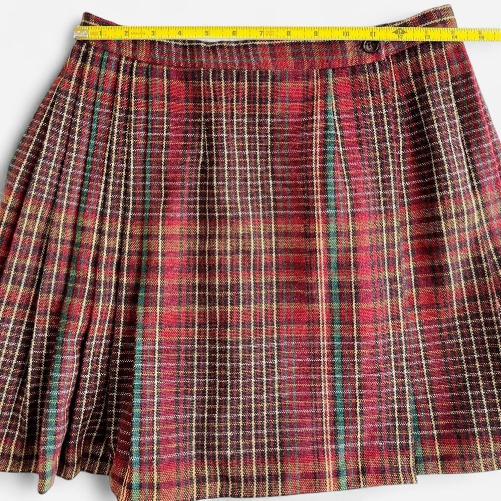 Vintage Union Made Tartan Plaid Wool Mini Wrap Skirt - Picture 5 of 7